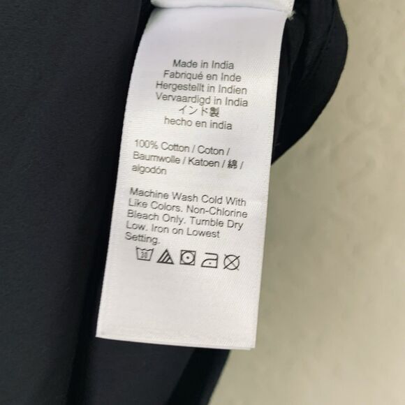 J Crew Maxi Shirtdress L Black Cotton Poplin Tunic Popover Long Sleeve Bungalow - Picture 6 of 13